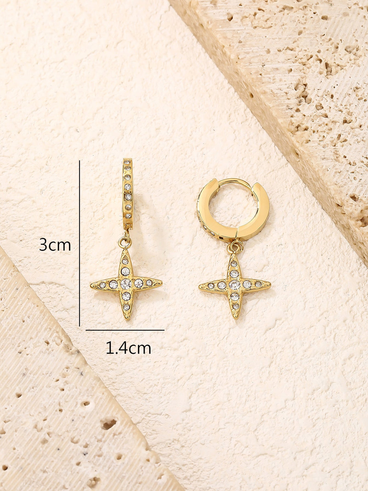 Cross Star Pendant Hoop Earrings, Flexible Adjustable Fit