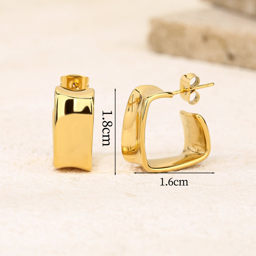 Mini Chunky Gold Open Hoop Earrings, Thick Tube