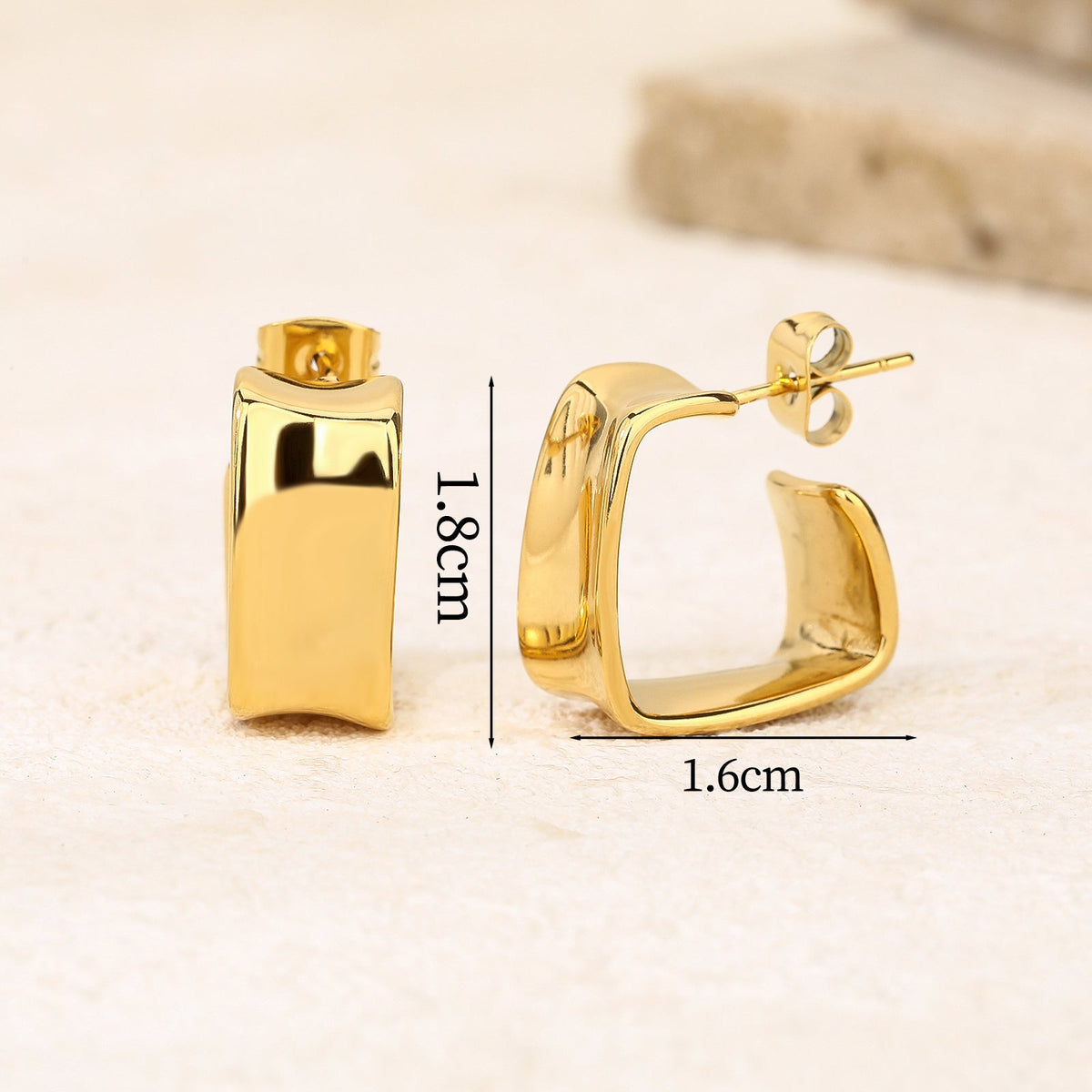 Mini Chunky Gold Open Hoop Earrings, Thick Tube