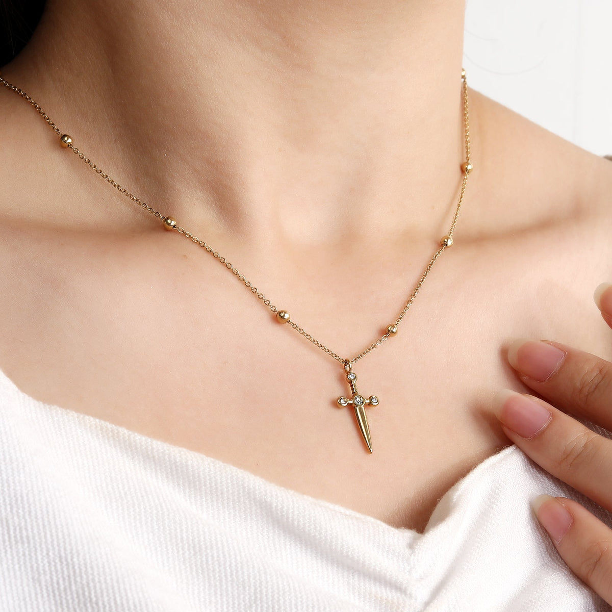 Four-Stone Cross Pendant Necklace