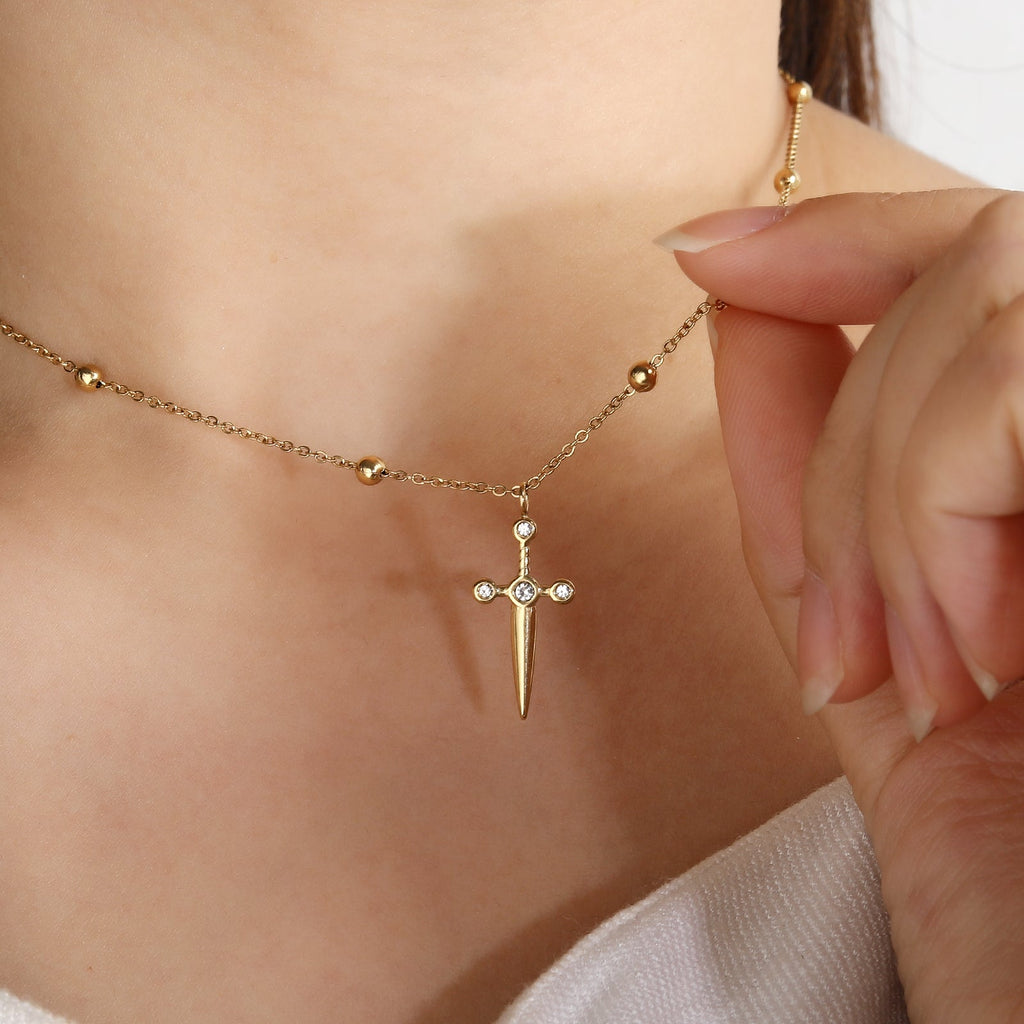 Four-Stone Cross Pendant Necklace