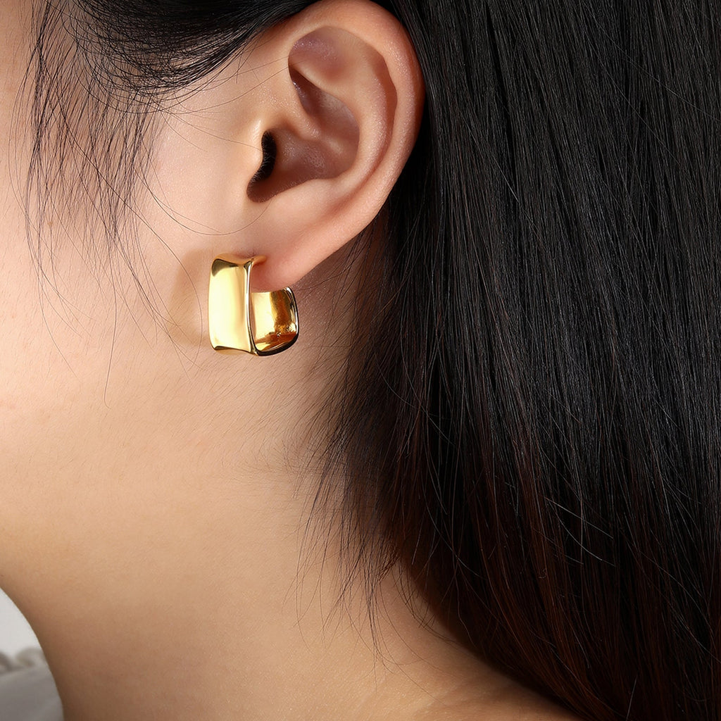 Mini Chunky Gold Open Hoop Earrings, Thick Tube