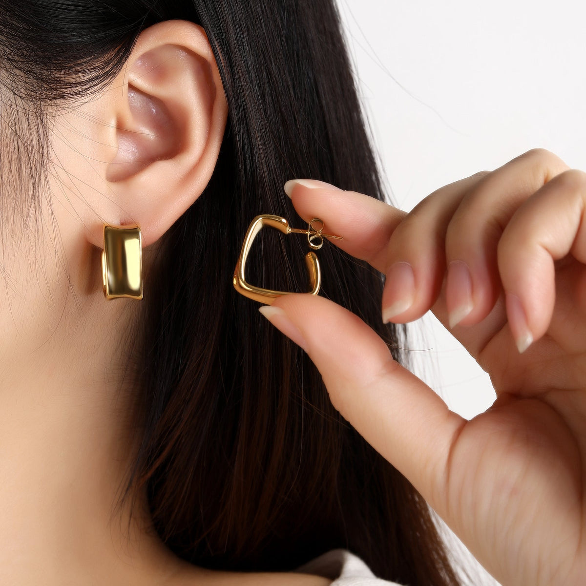 Mini Chunky Gold Open Hoop Earrings, Thick Tube