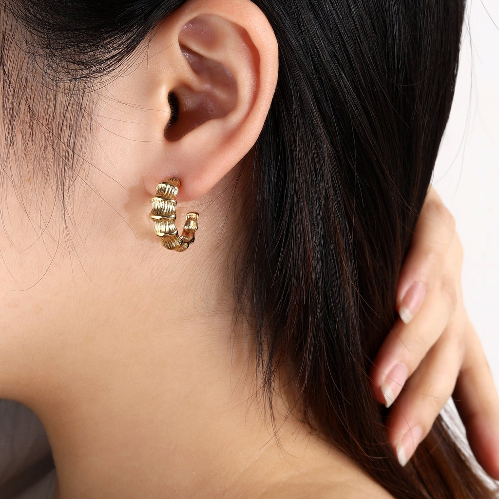 Lightweight Chunky Gold Open Hoop Earrings, 2cm