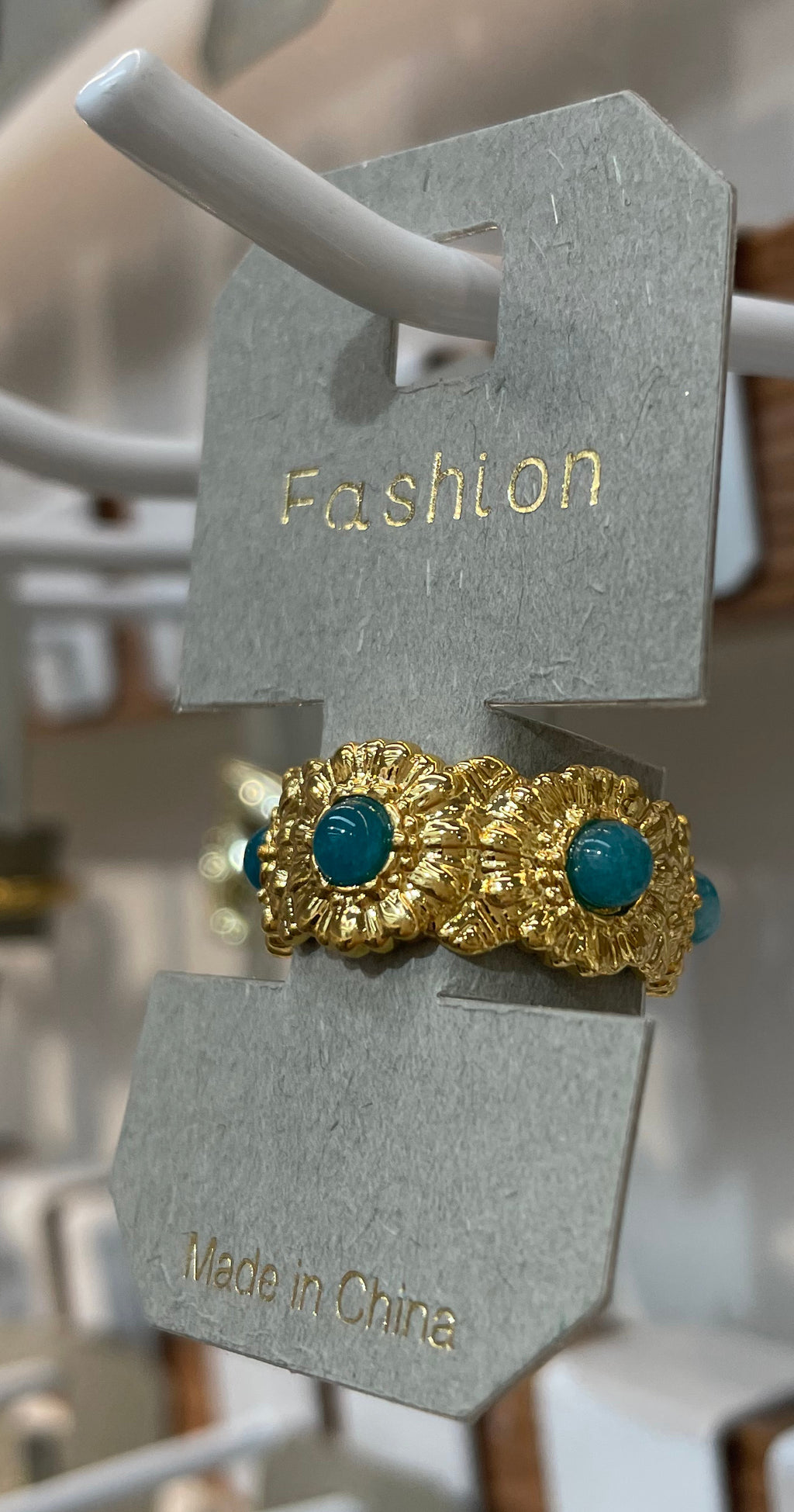 Teal Stone Textured Ring - W1-0033