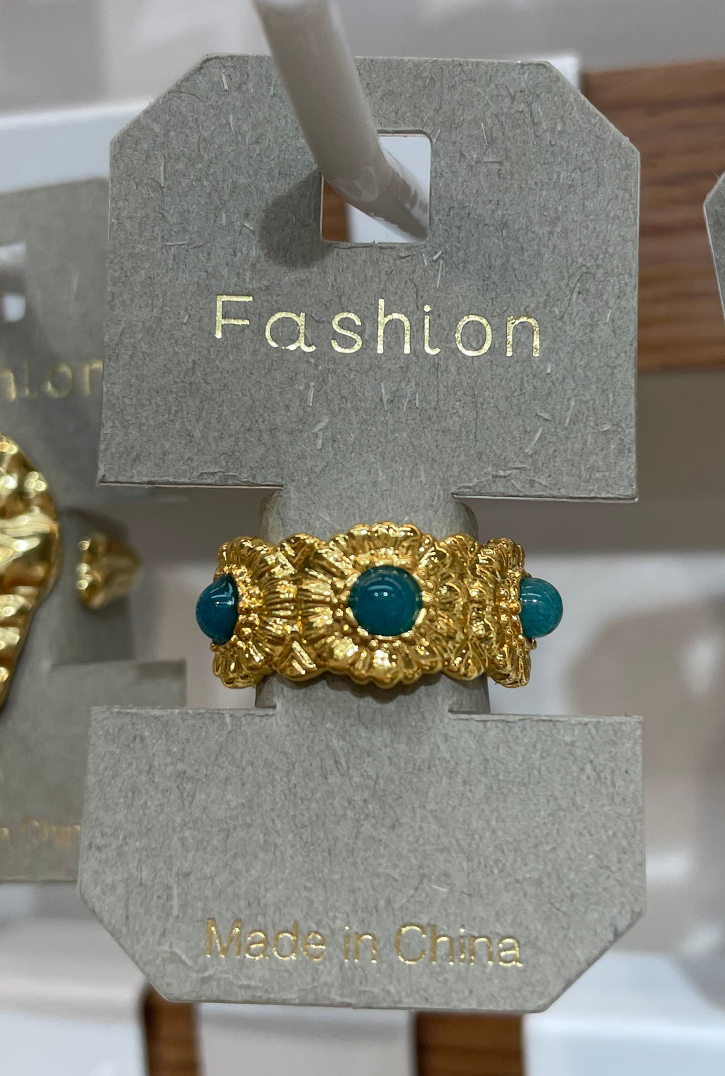 Teal Stone Textured Ring - W1-0033