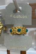 Teal Stone Textured Ring - W1-0033