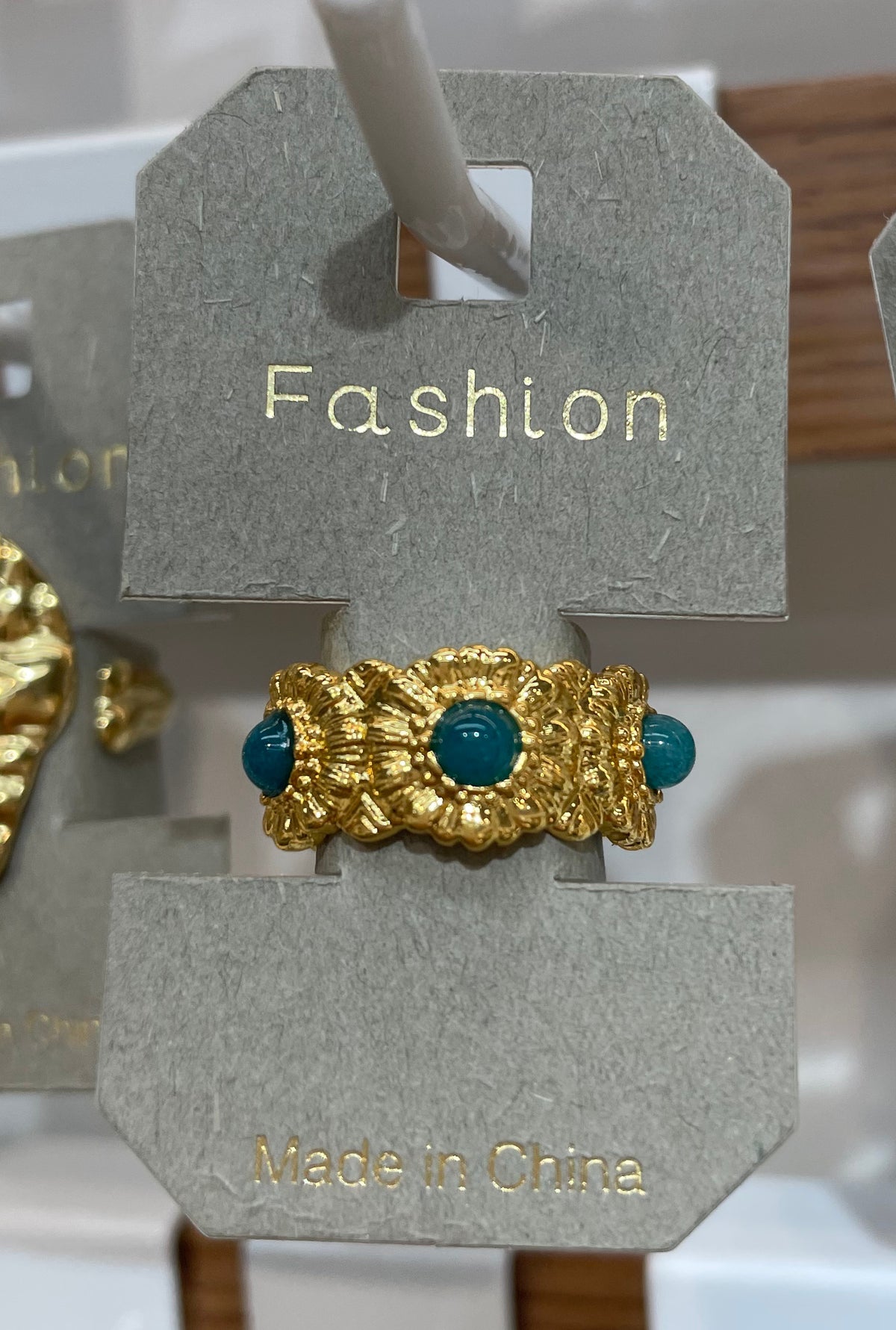 Teal Stone Textured Ring - W1-0033
