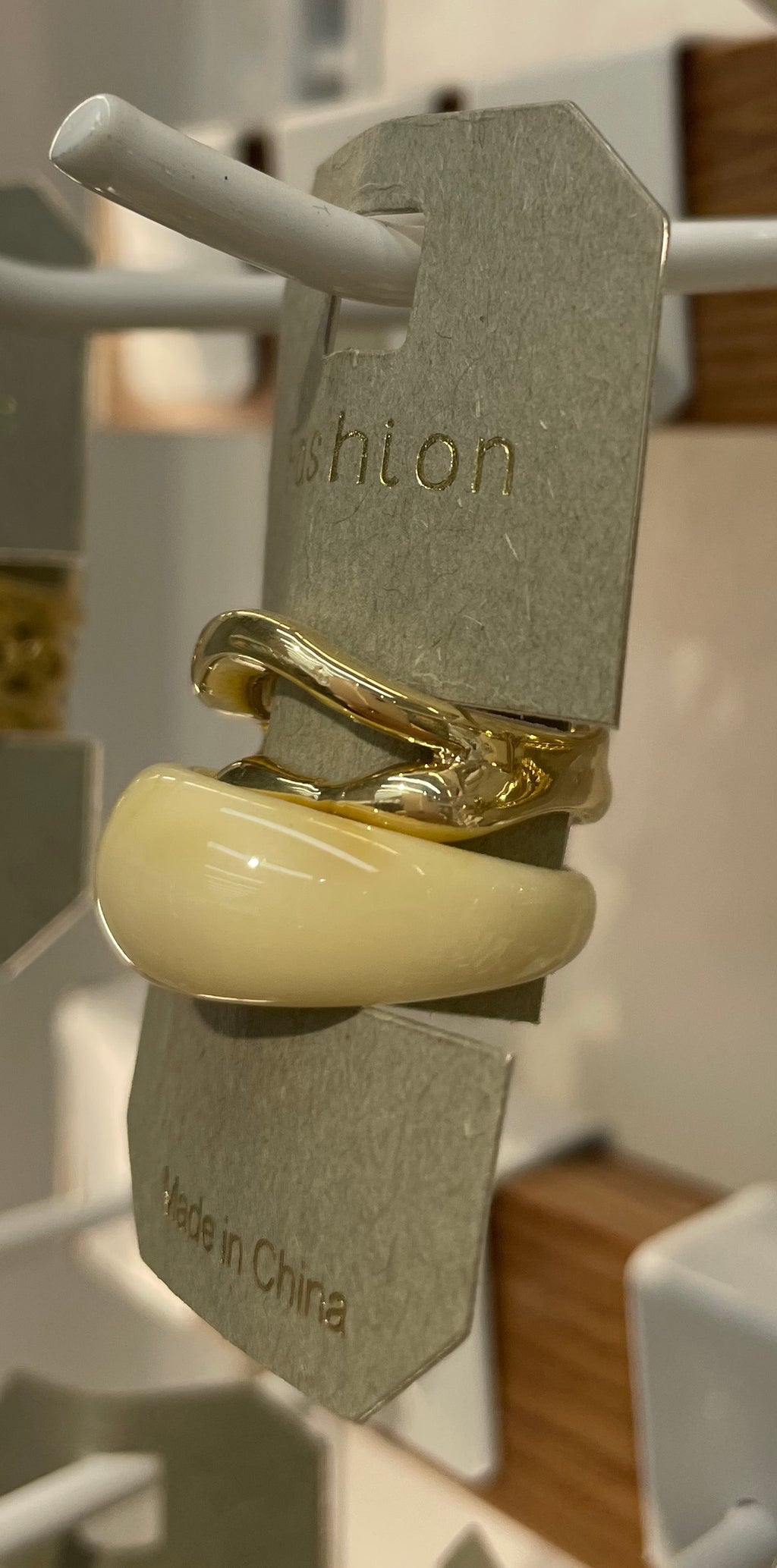 Cream and Gold-Tone Rings - W1-0042