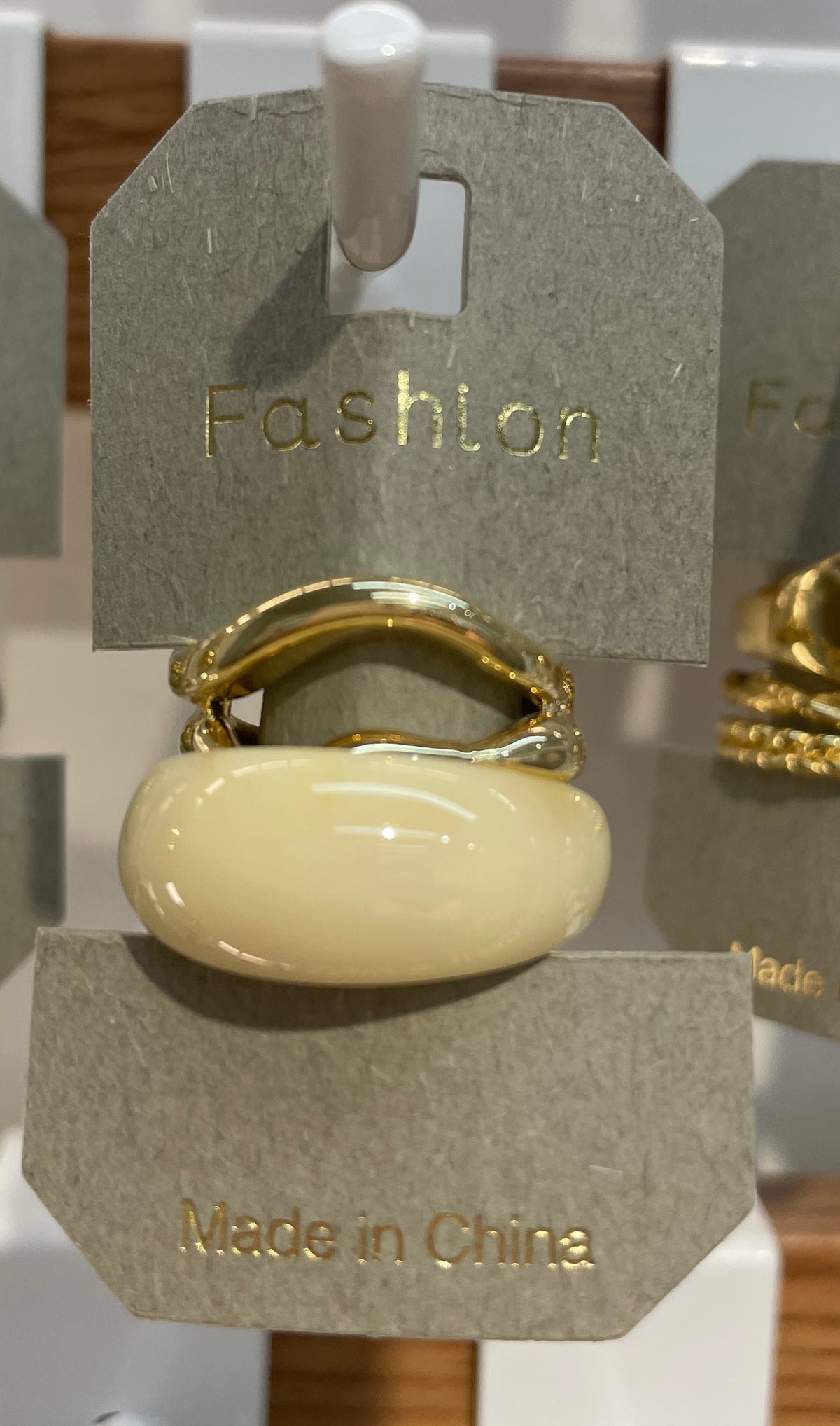 Cream and Gold-Tone Rings - W1-0042