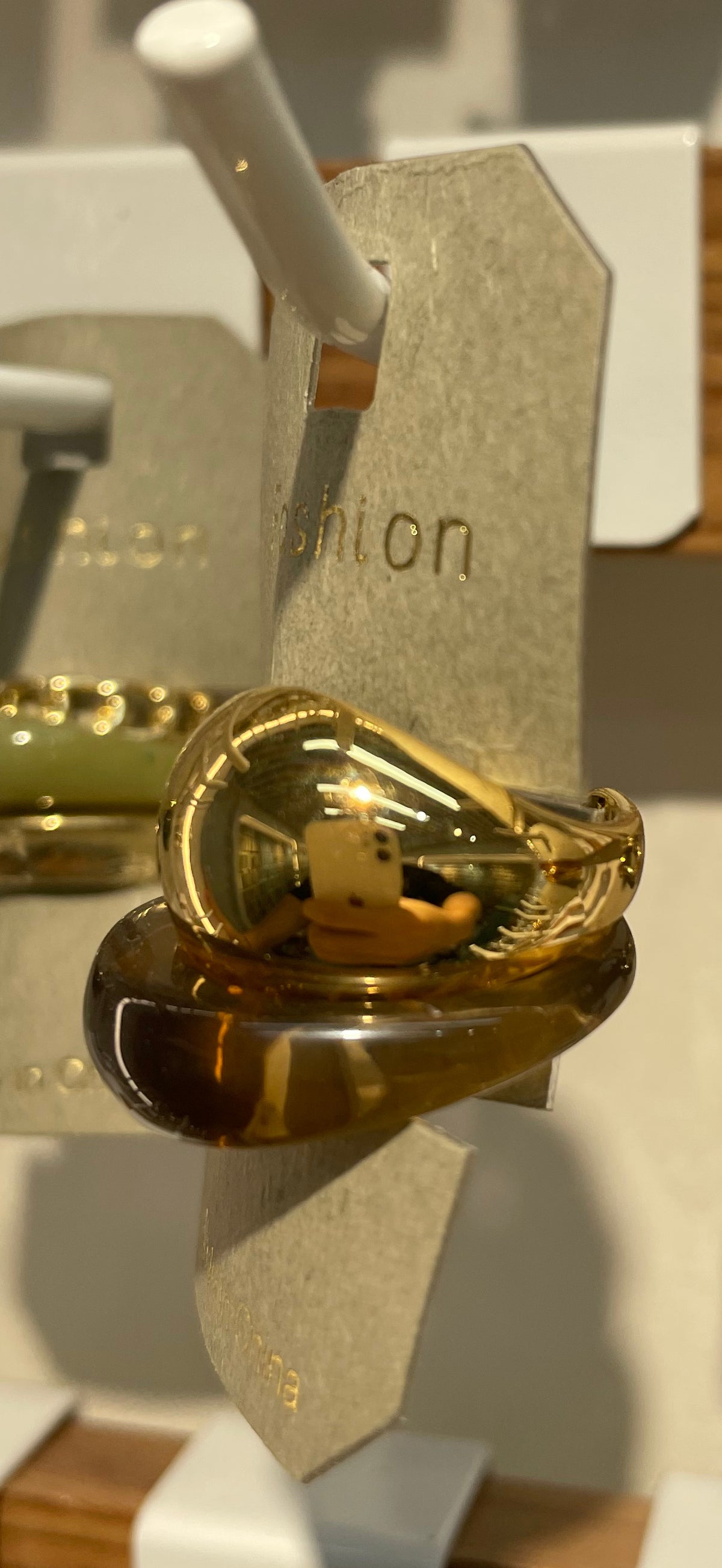 Amber and Gold-Tone Rings - W1-0050