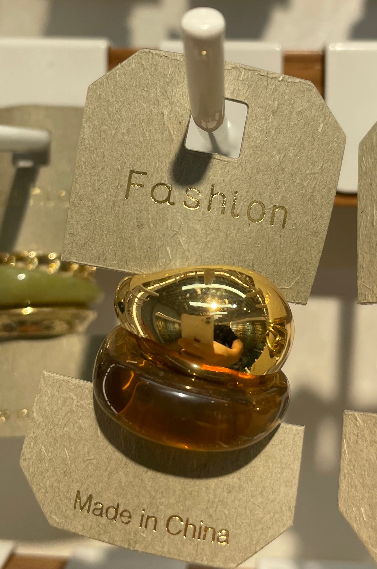 Amber and Gold-Tone Rings - W1-0050