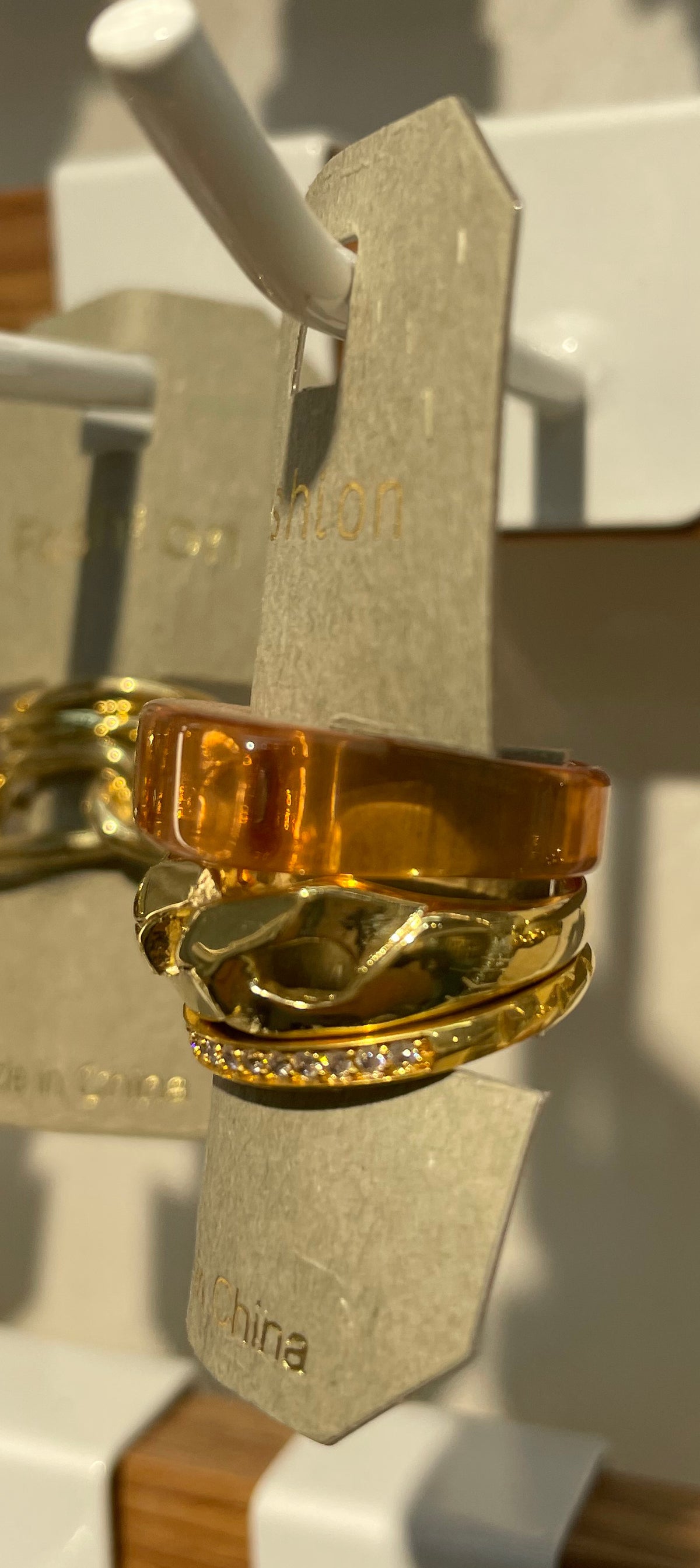 Amber Layered Band Rings - W1-0052