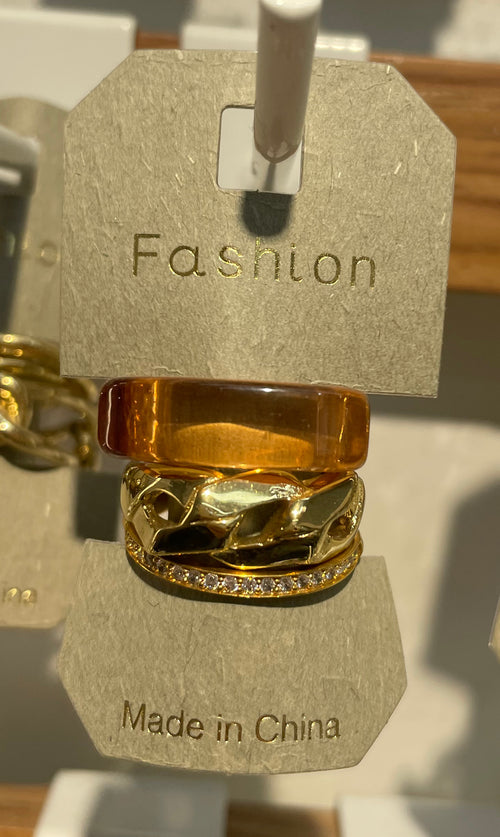 Amber Layered Band Rings - W1-0052