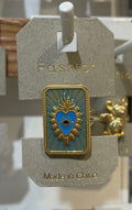 Blue Heart Sunburst Signet Ring - W1-0069