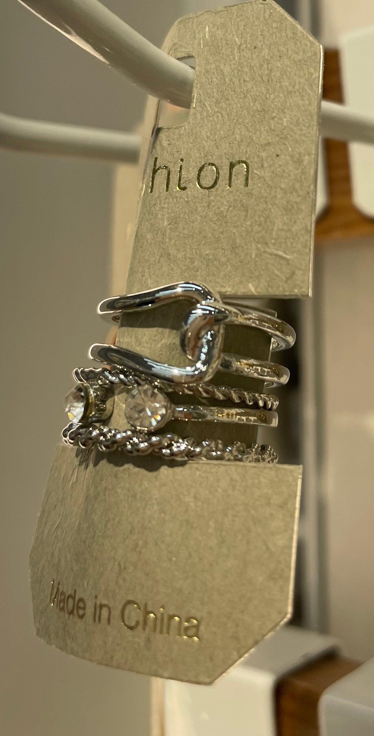 Silver-Tone Crystal Ring Stack - W1-0072