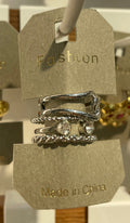 Silver-Tone Crystal Ring Stack - W1-0072
