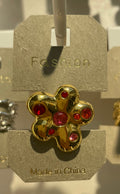 Red Crystal Flower Ring - W1-0073