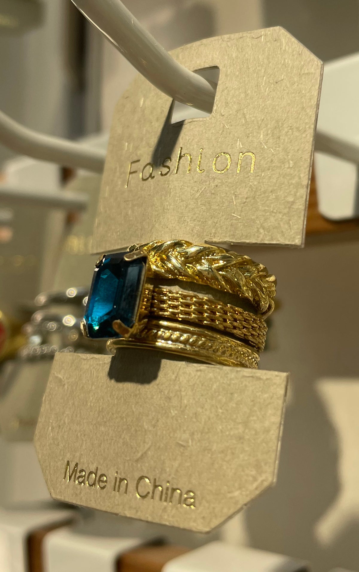 Deep Blue Square Stone Ring - W1-0074