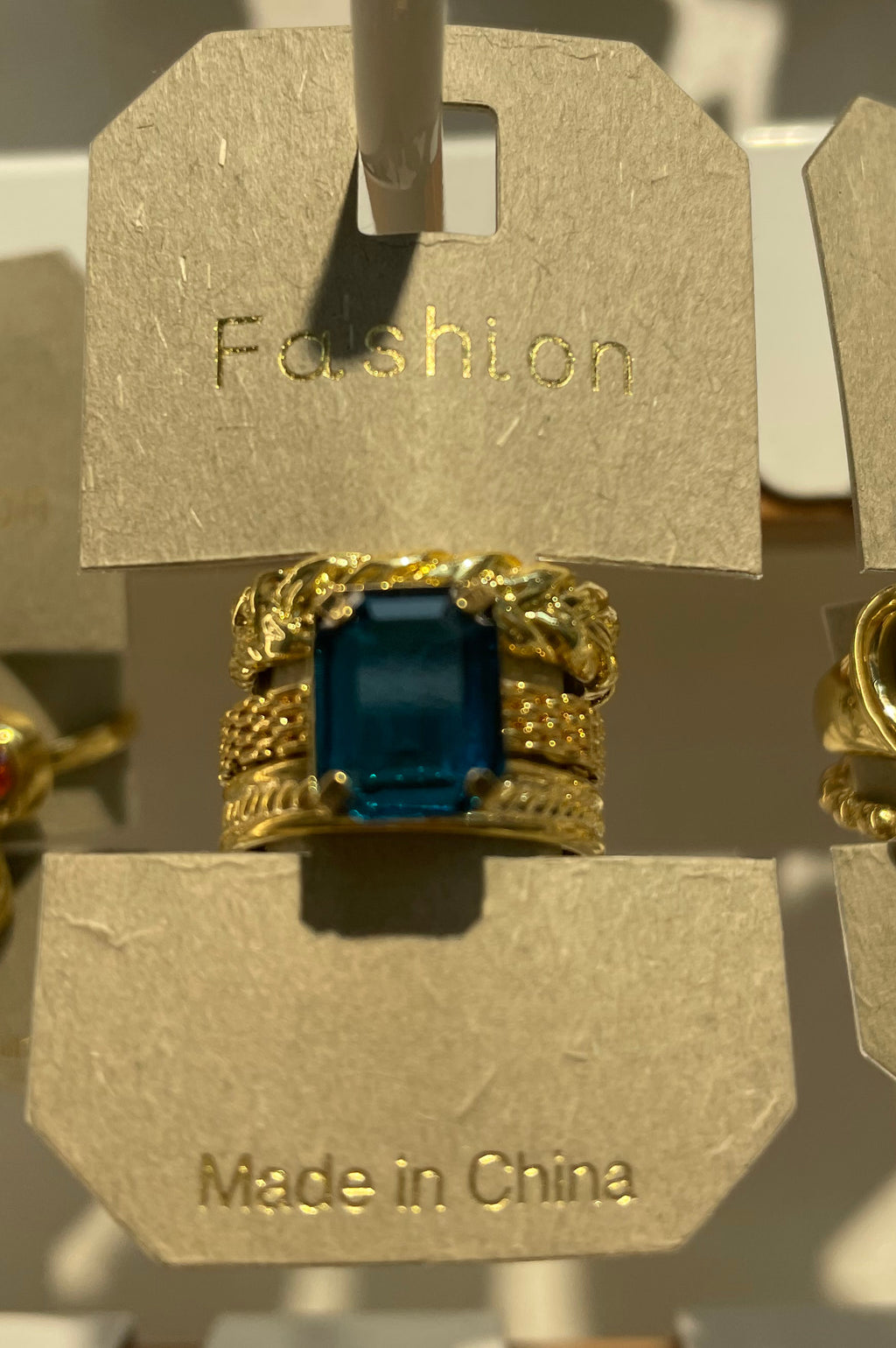 Deep Blue Square Stone Ring - W1-0074