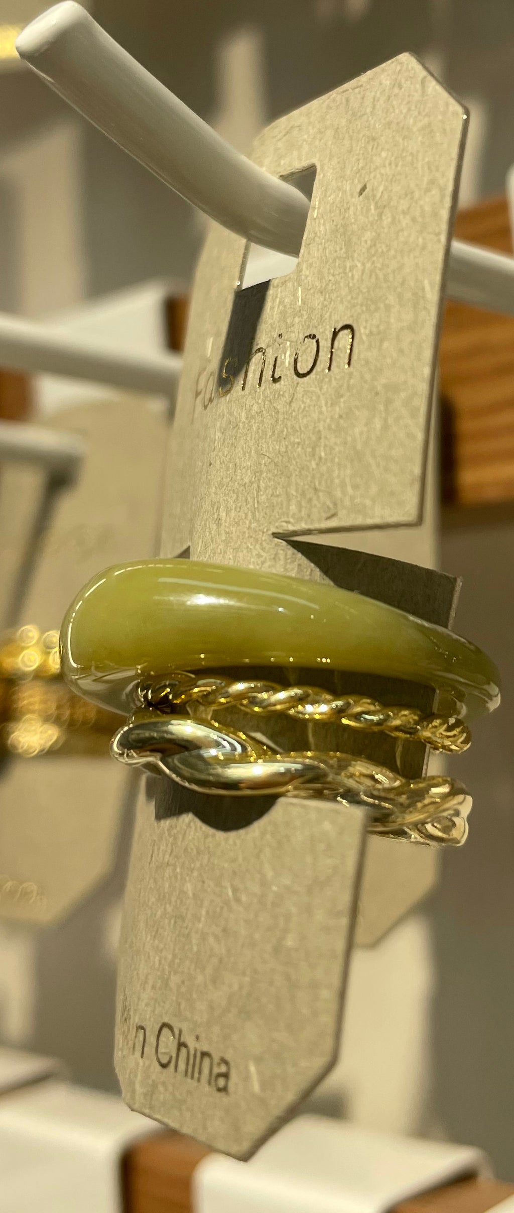 Olive Pebble Layered Rings - W1-0076