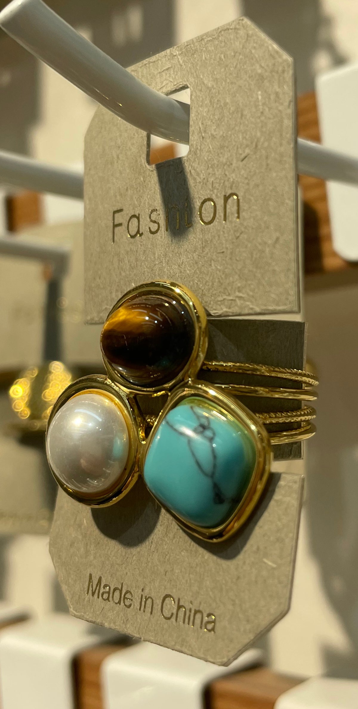 Multicolor Three Stone Ring - W1-0081