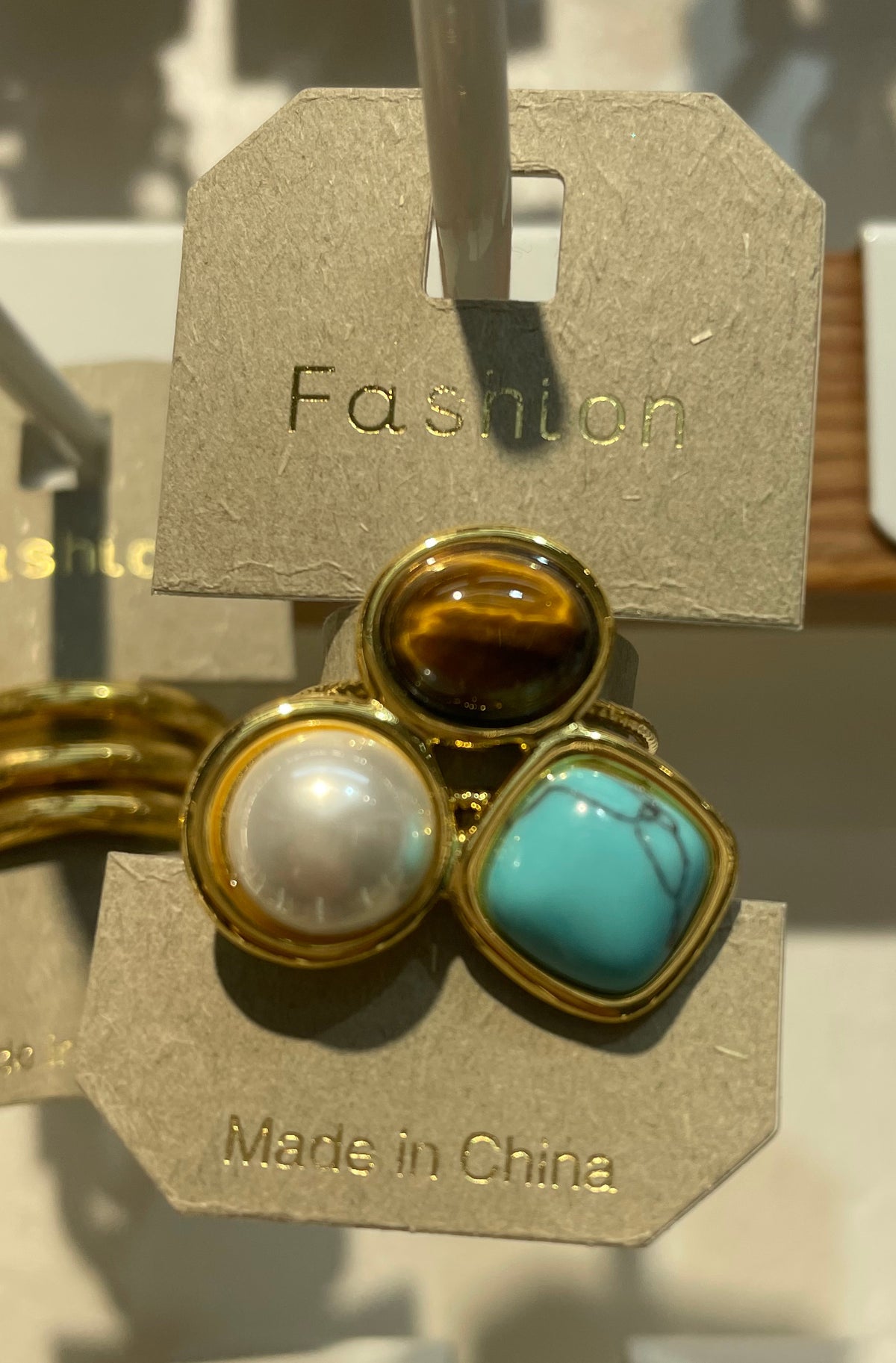 Multicolor Three Stone Ring - W1-0081