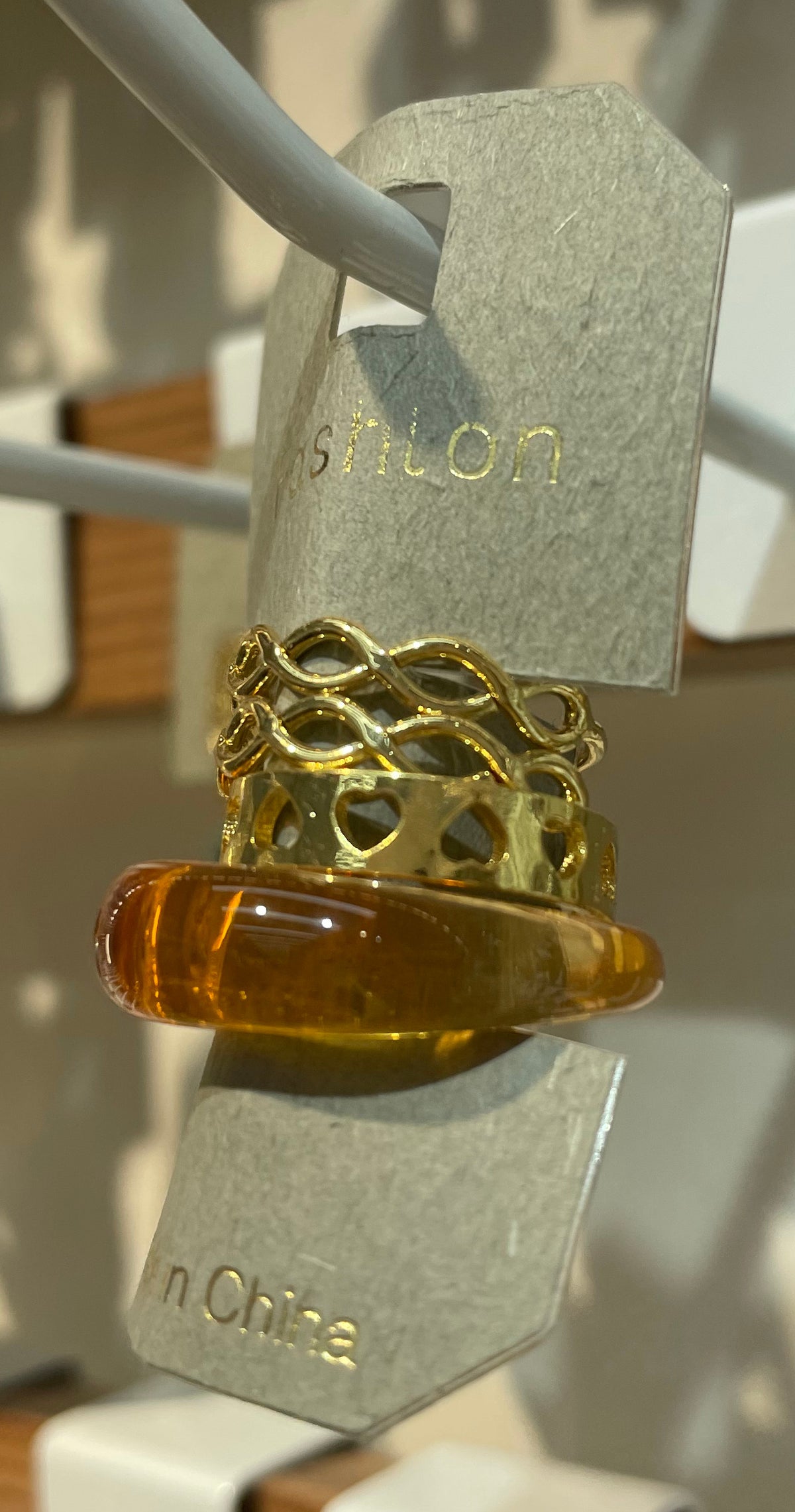 Amber and Openwork Rings - W1-0083