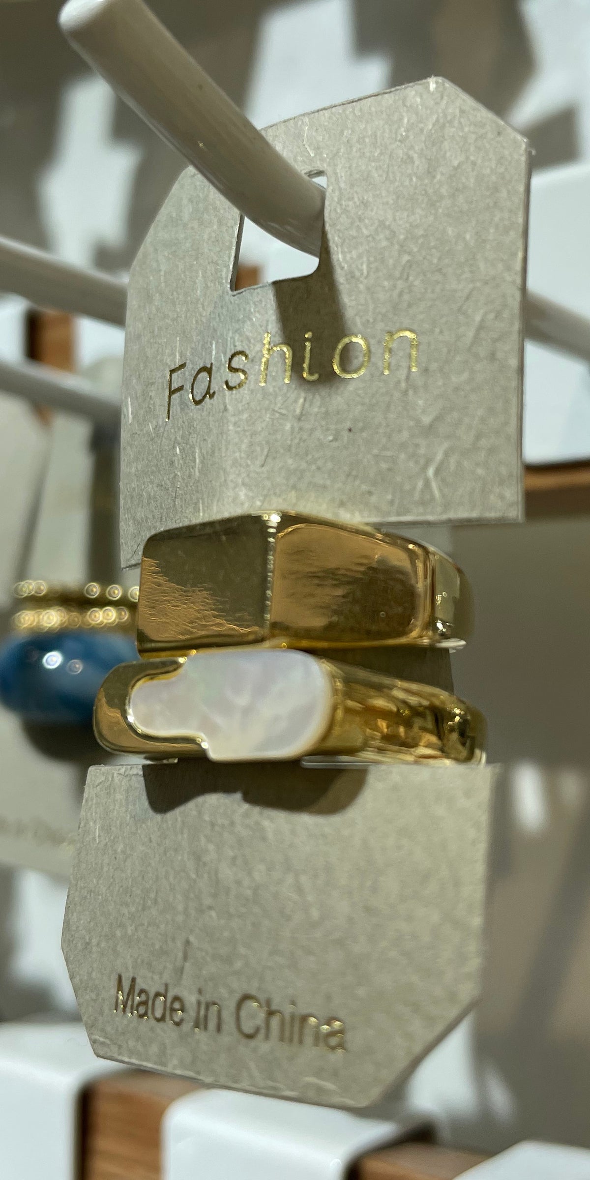 White Shell Inlay Rings - W1-0094