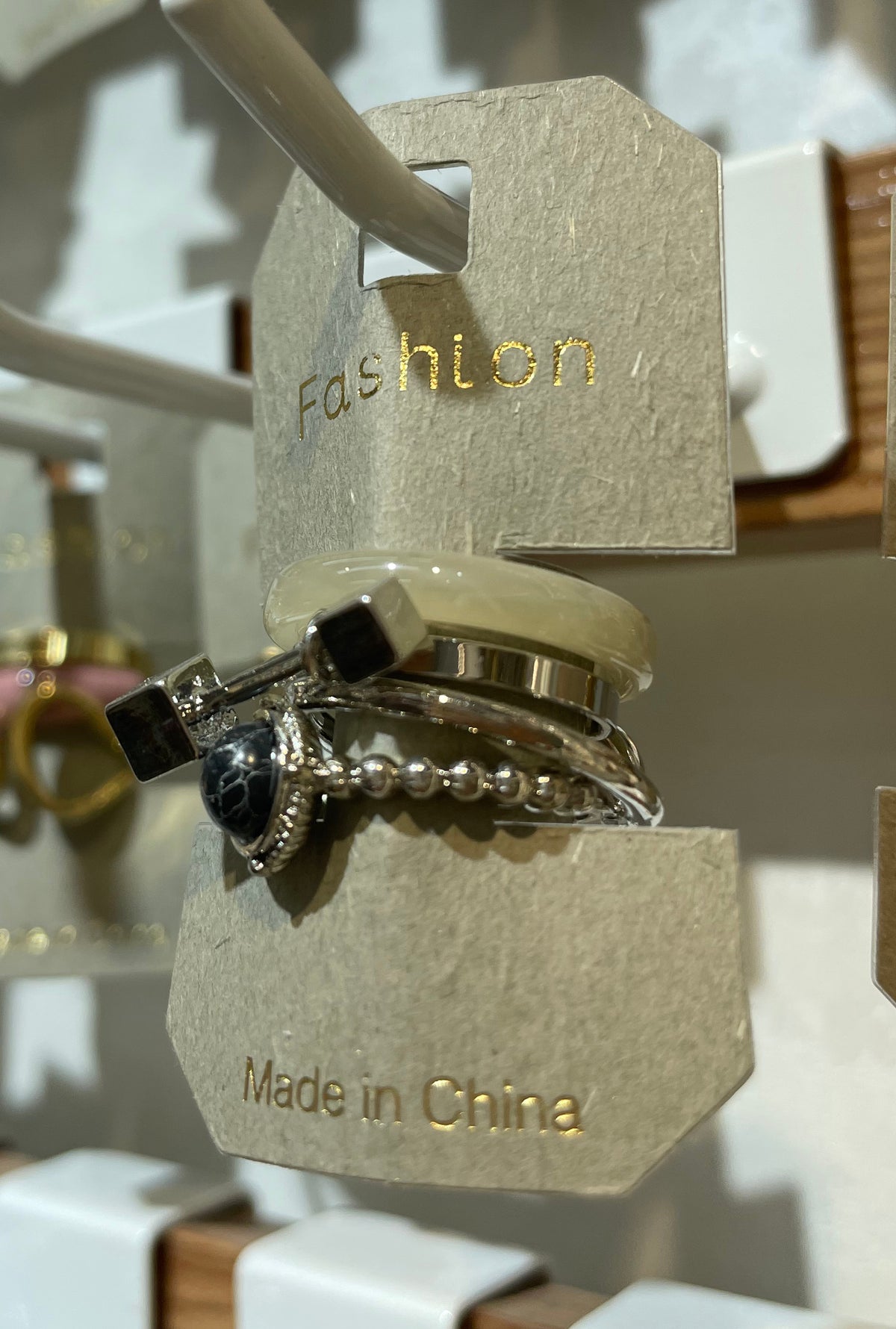 Dark Stone Silver-Tone Rings - W1-0095