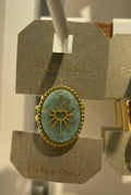 Turquoise Heart Sunburst Ring - W1-0097