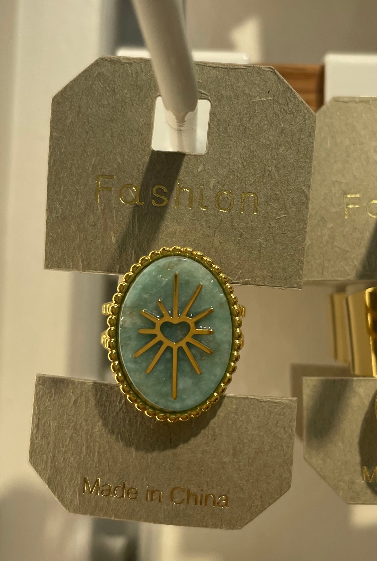 Turquoise Heart Sunburst Ring - W1-0097