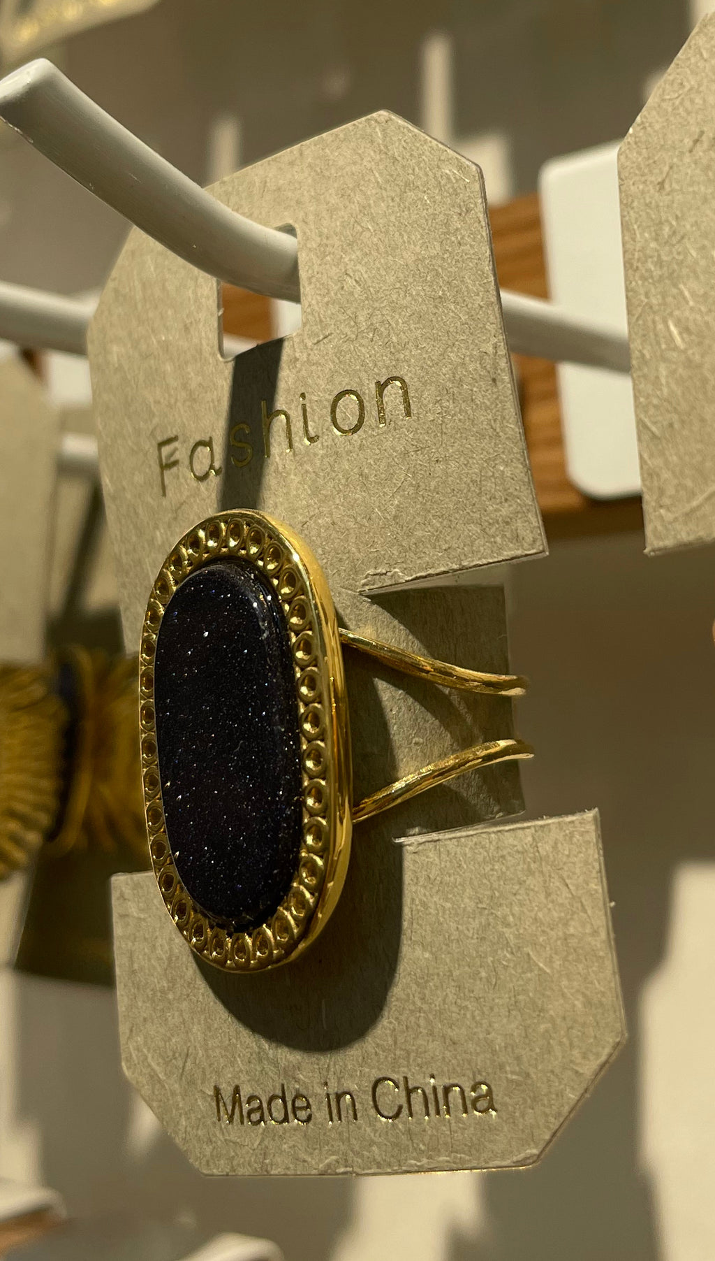 Black Glitter Oval Ring - W1-0105