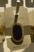 Black Glitter Oval Ring - W1-0105