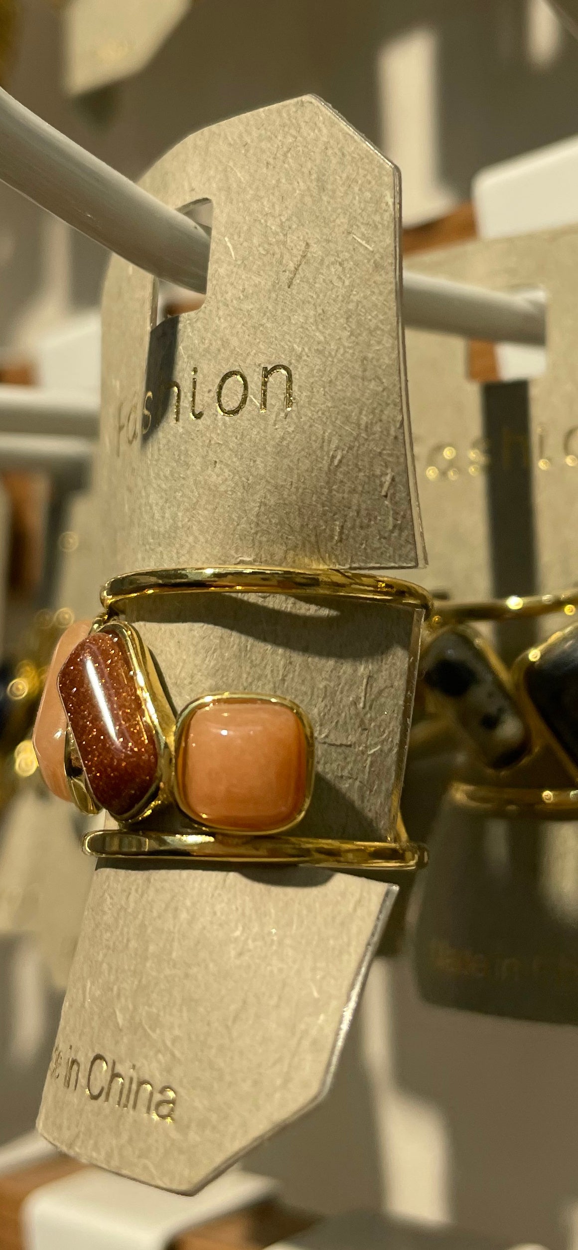 Warm Tone Three Stone Ring - W1-0106