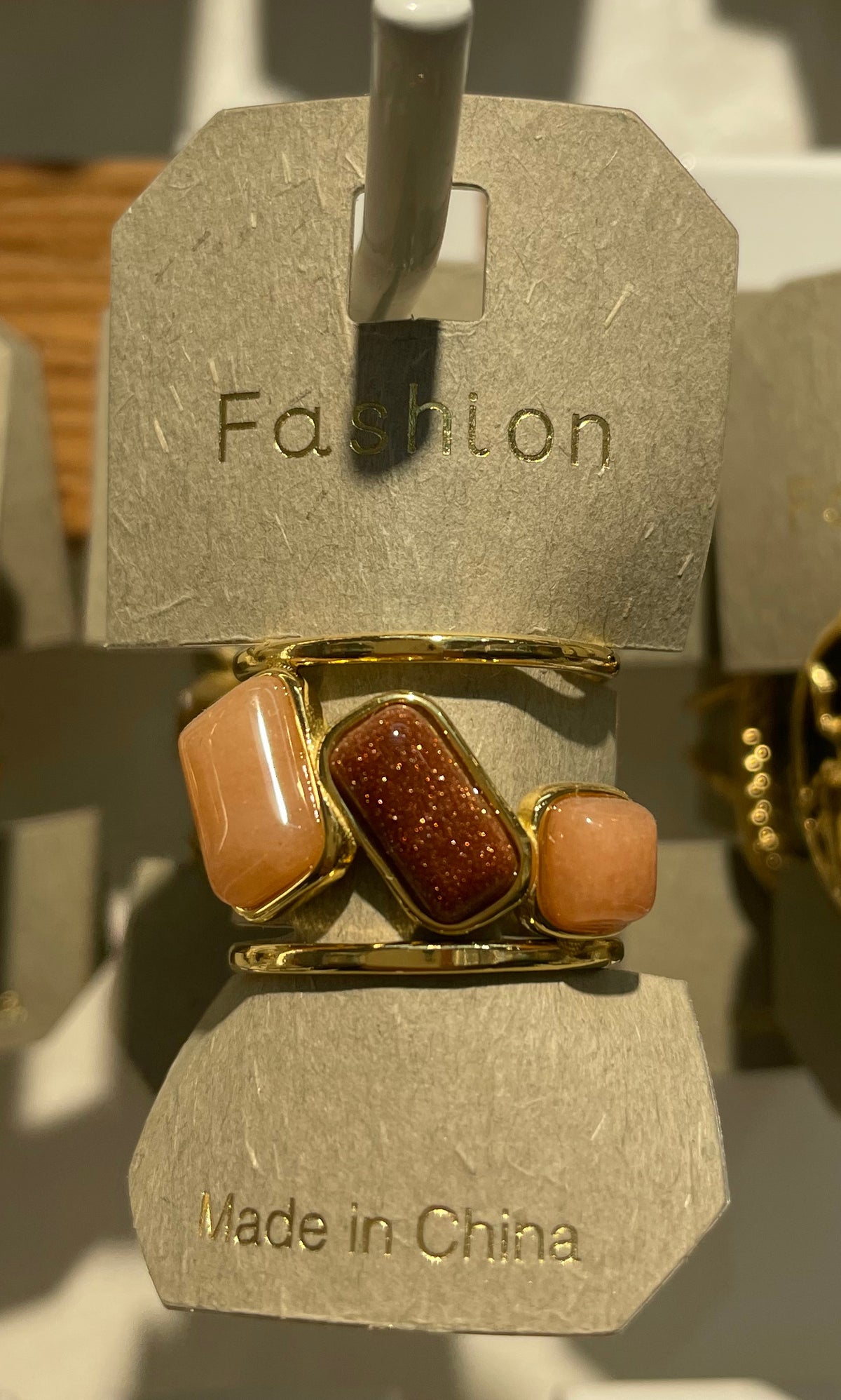 Warm Tone Three Stone Ring - W1-0106