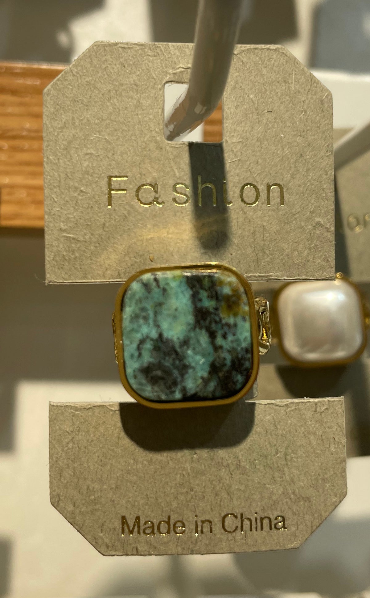 Turquoise Square Stone Ring - W1-0111