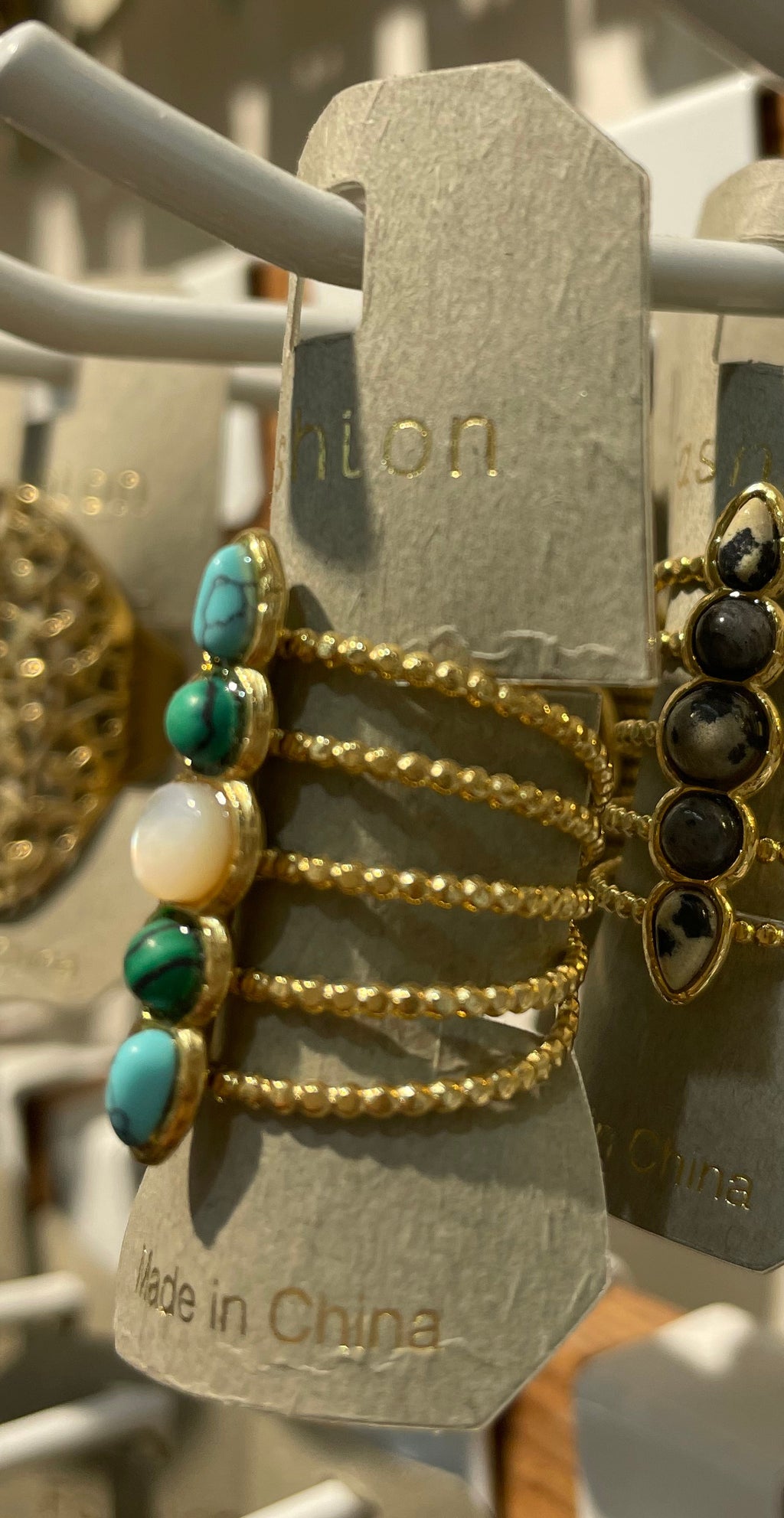 Green Stone and Pearl Ring - W1-0114