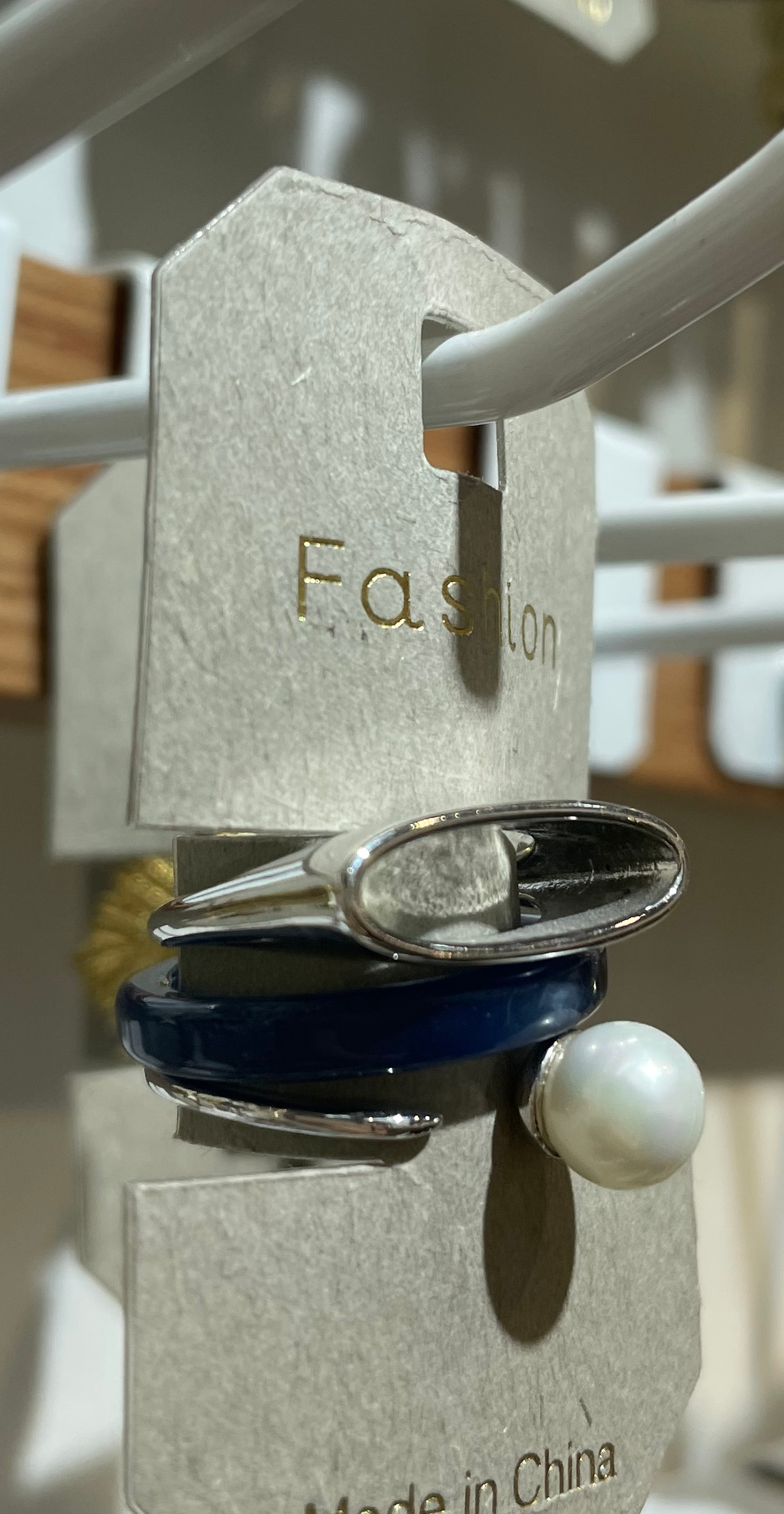 Blue and Pearl Stacking Rings - W1-0124