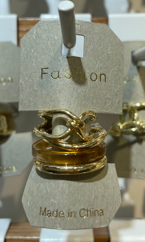Amber Sculptural Ring Stack - W1-0127