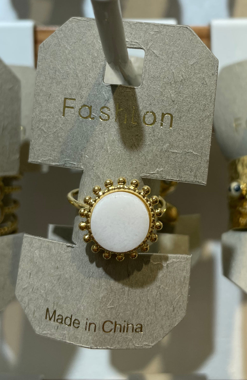 White Oval Beaded Ring - W1-0133