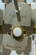 White Oval Beaded Ring - W1-0133