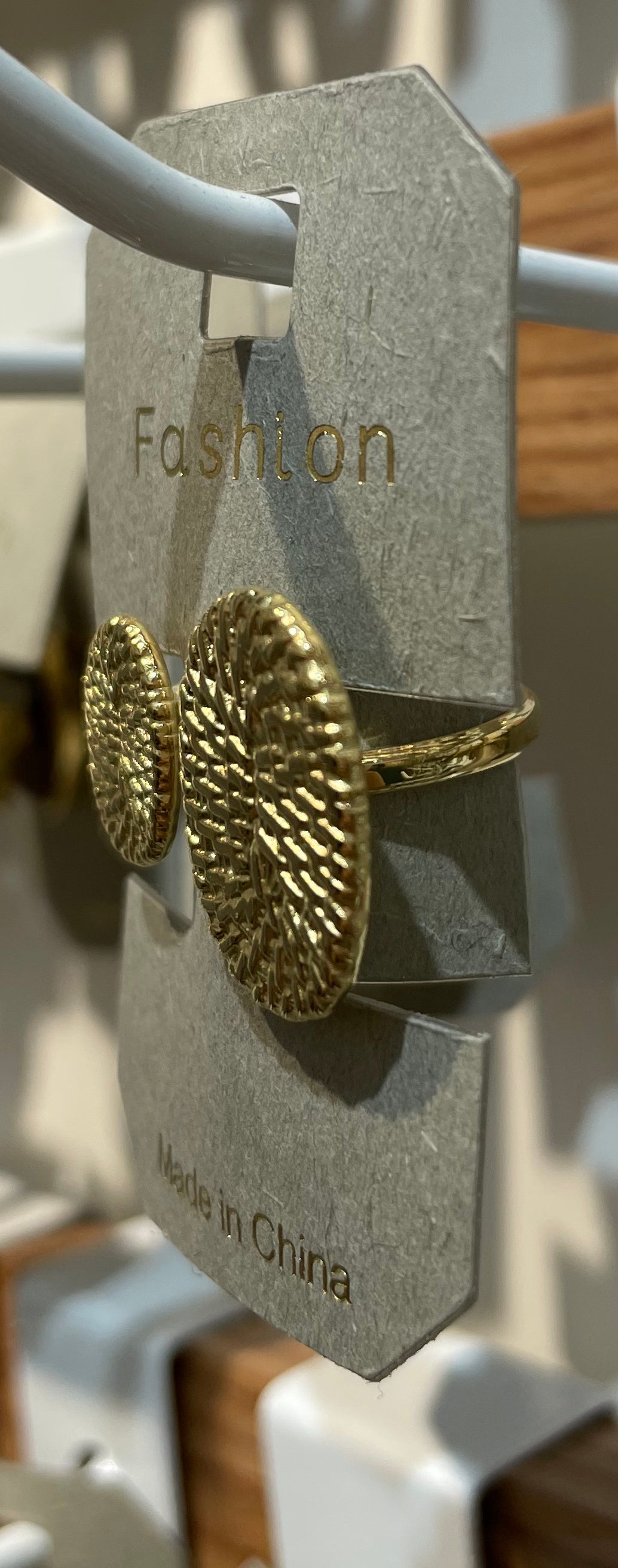 Double Textured Disc Open Ring - W1-0134