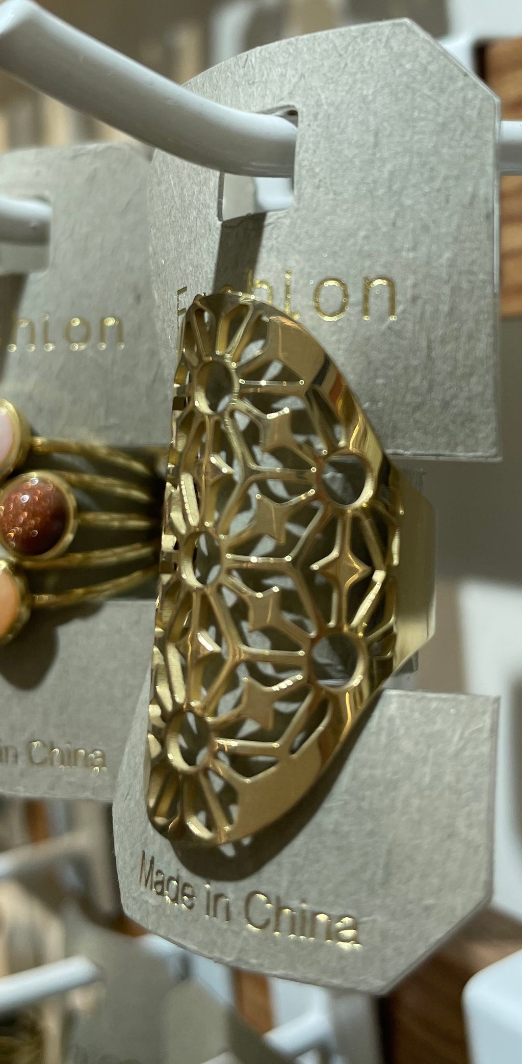 Long Openwork Flower Ring - W1-0144