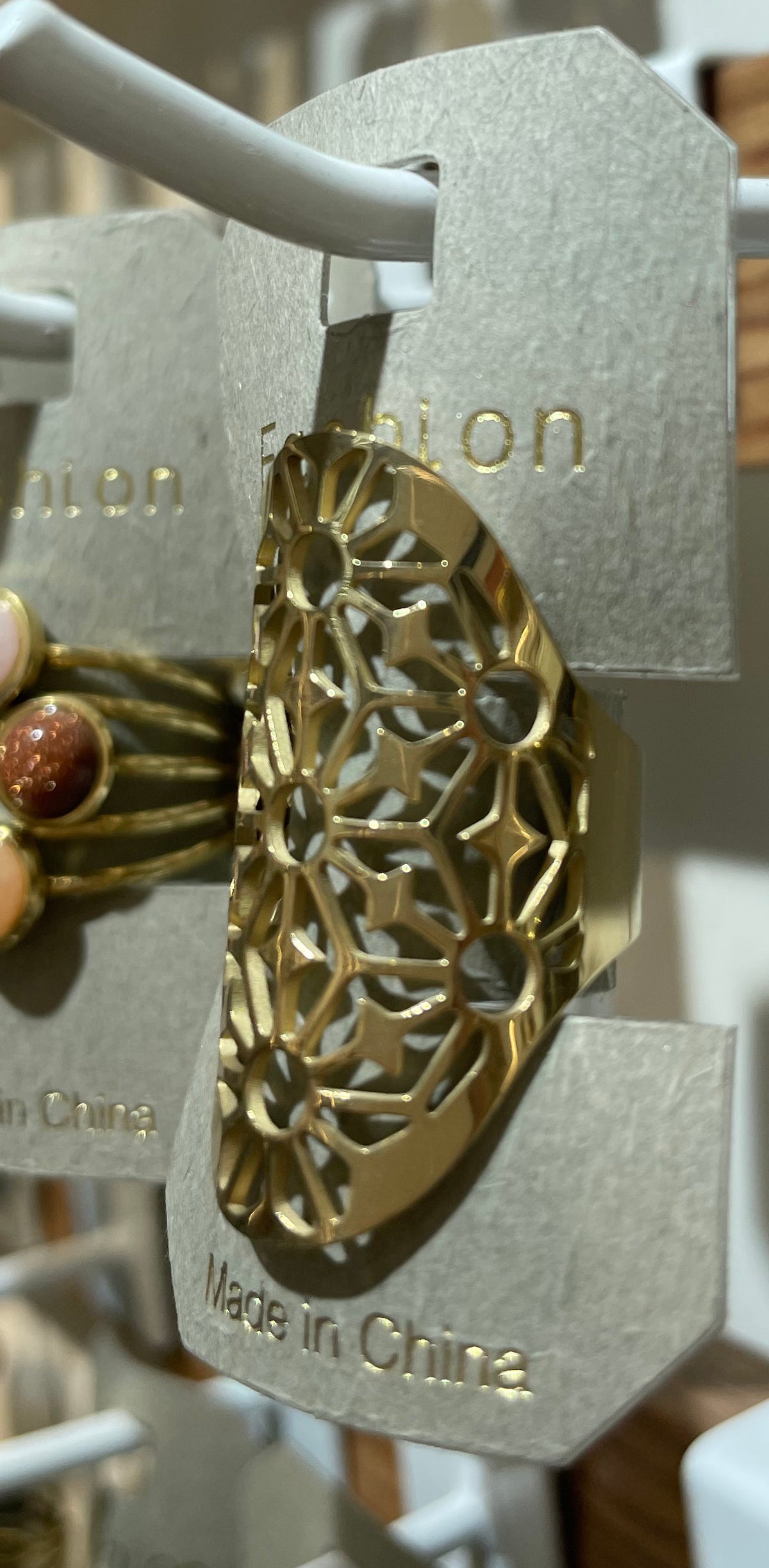 Long Openwork Flower Ring - W1-0144