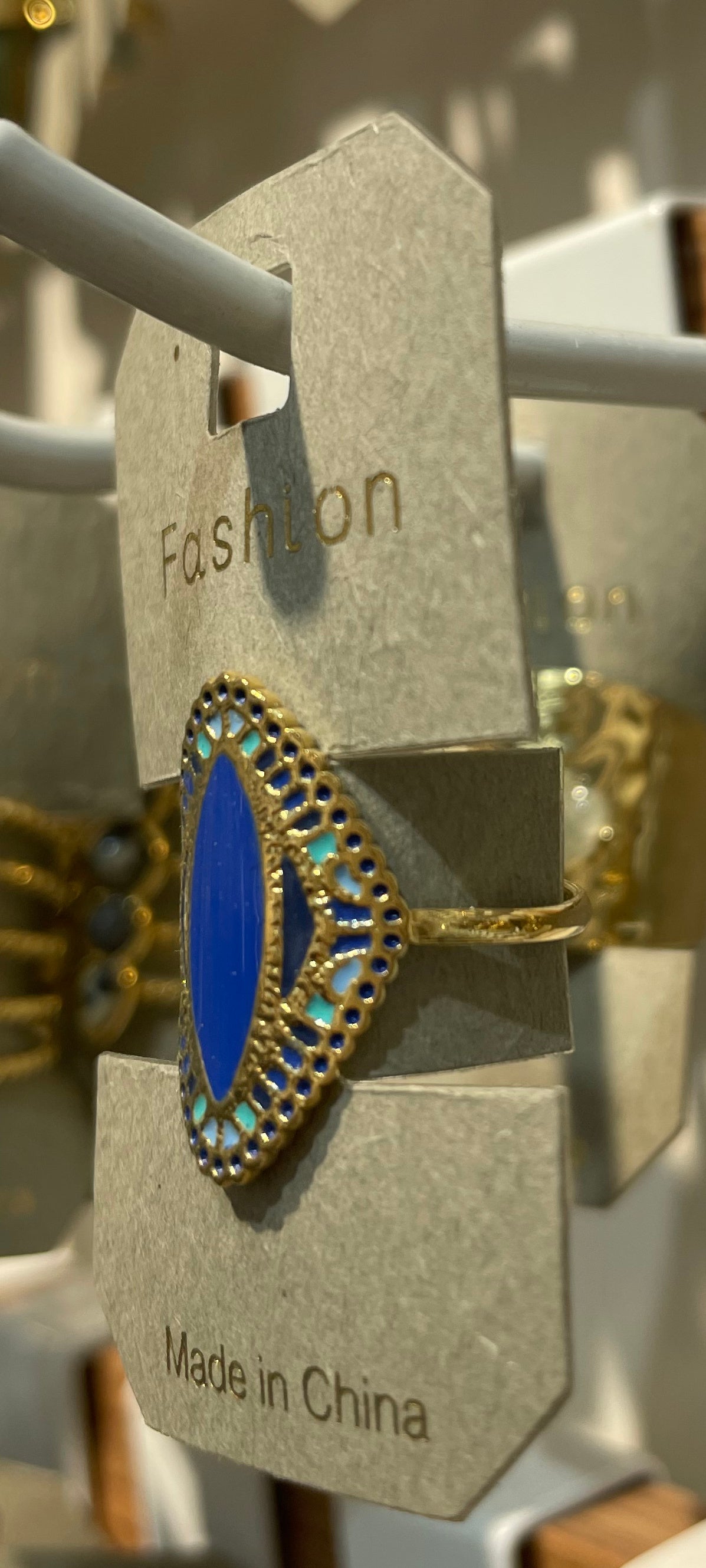 Blue Enamel Marquise Ring - W1-0153