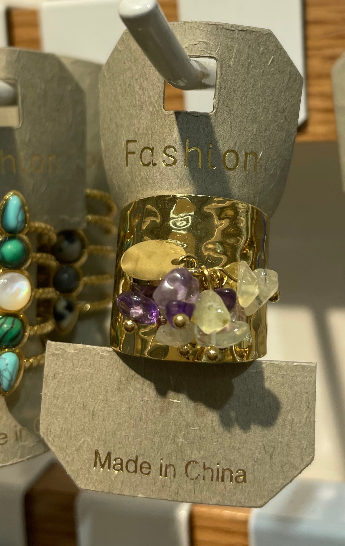 Purple Stone Hammered Ring - W1-0154