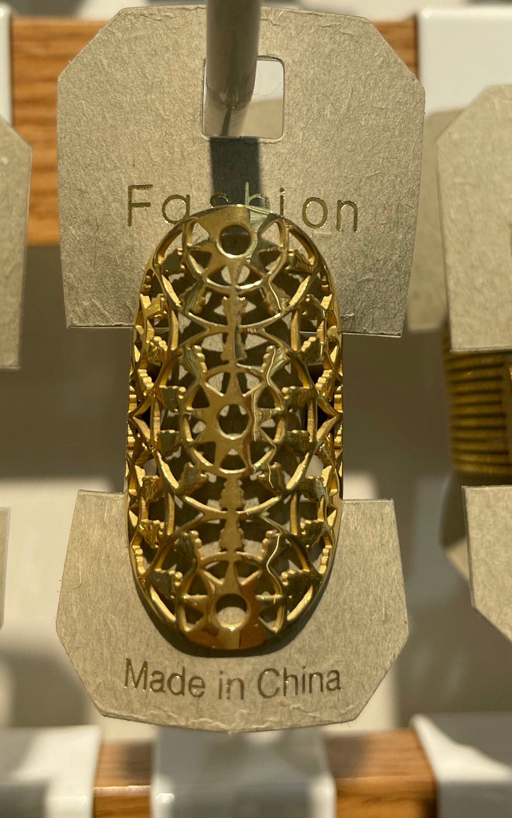 Long Geometric Openwork Ring - W1-0157