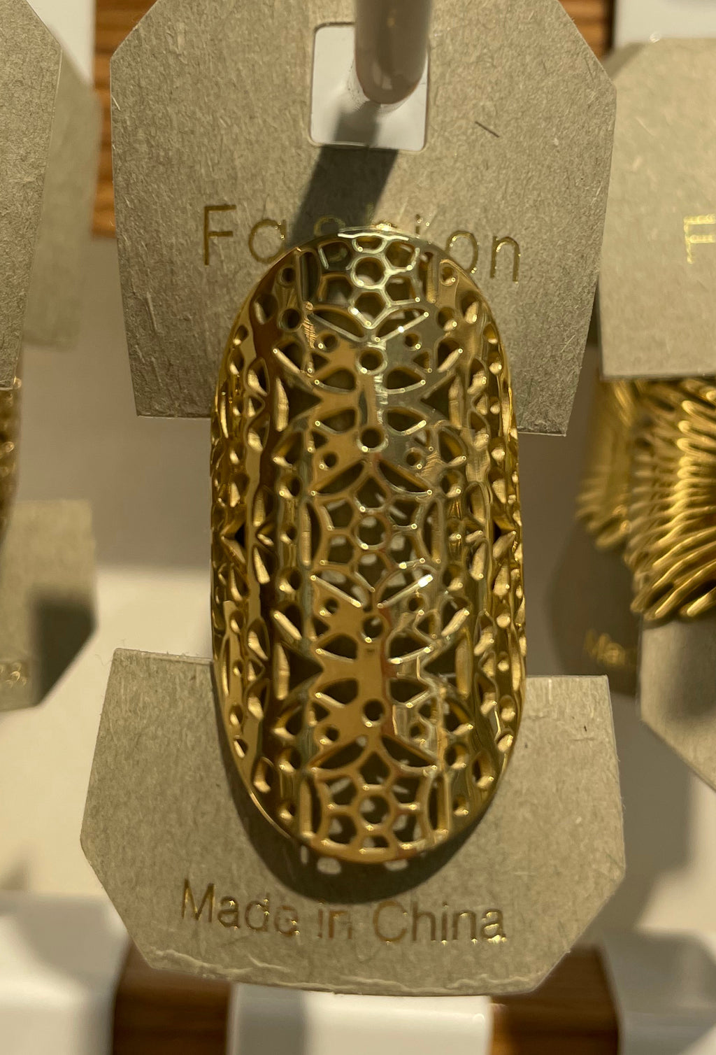 Openwork Flower Shield Ring - W1-0169