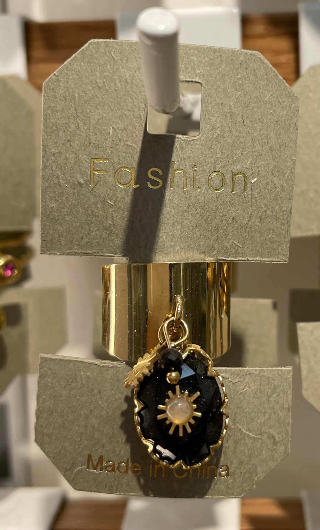 Black Flower Dangle Ring - W1-0175
